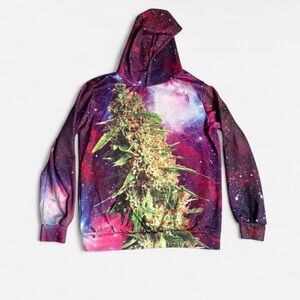 Galaxy Print Hoodie with Graphic